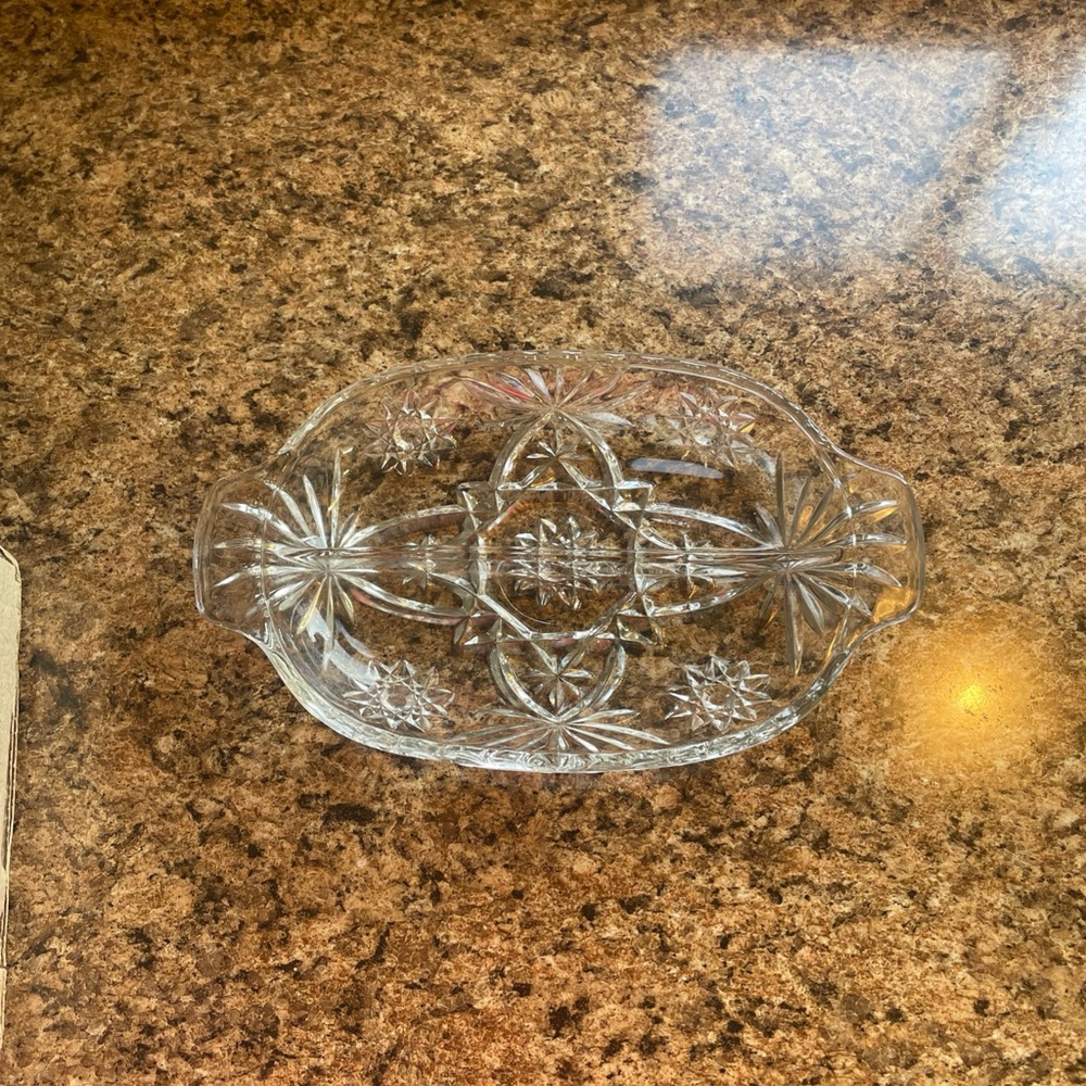 Vintage Anchor Hocking Glass Divided Relish Dish Tray